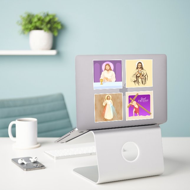 Jesus Christ set sticker (Laptop On Desk)