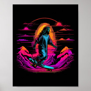 Jesus Christ Skateboarding - Retro Christian Skate Poster