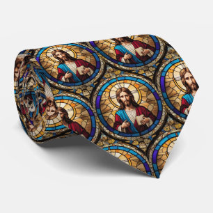Jesus Christ Stained Glass Christian Church Tie