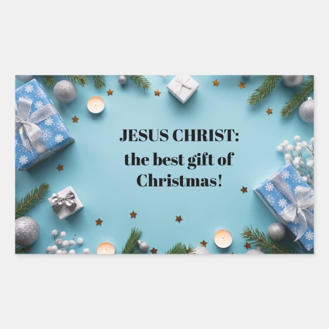 Jesus Christ: the best gift of Christmas Rectangular Sticker (Front)