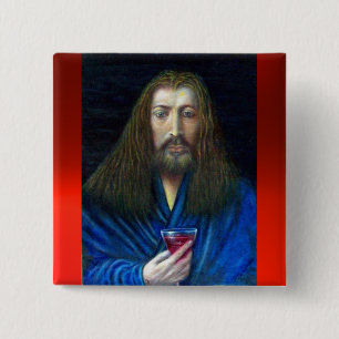 JESUS CHRIST,THE CHALICE 15 CM SQUARE BADGE