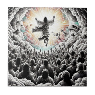 Jesus Christ The Rapture Religious Christian Art Tile