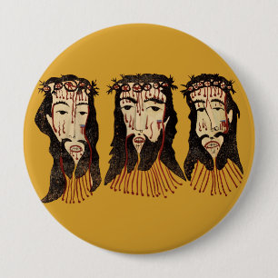 Jesus Christ Thorn Crown Folk art Painting 10 Cm Round Badge