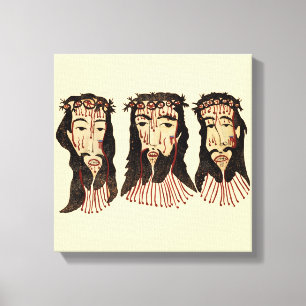 Jesus Christ Thorn Crown Folk art Painting Canvas Print