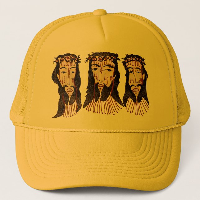 Jesus Christ Thorn Crown Folk art Painting Trucker Hat (Front)