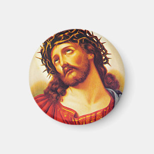 jesus christ thorn crown vintage art painting but magnet