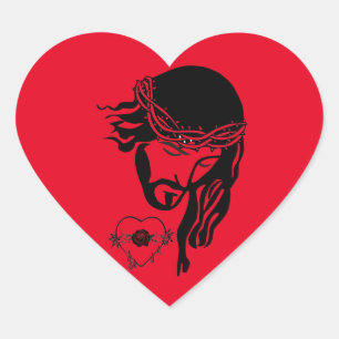 Jesus Christ Thorns Bleeding Heart Art Sticker