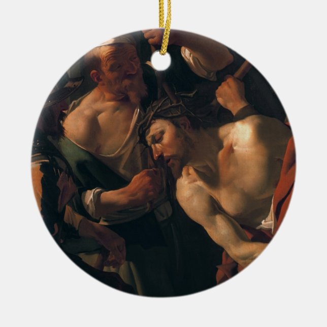 Jesus Christ w. the Crown of Thorns Ceramic Tree Decoration (Front)