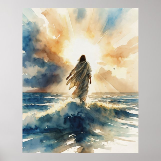 Jesus Christ Walking on Water Poster (Front)