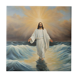 Jesus Christ Walking on Water Tile