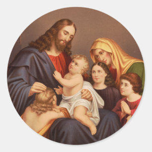 Jesus Christ with Children Classic Round Sticker