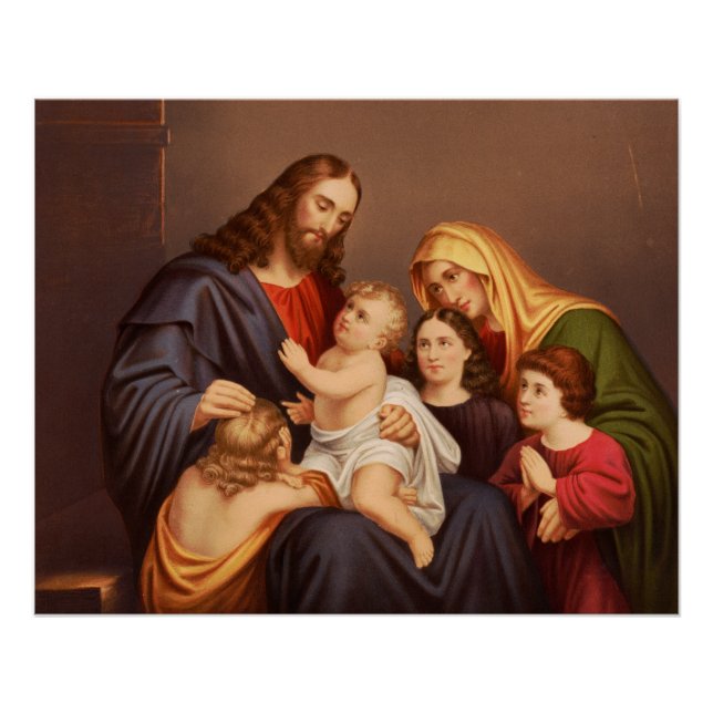 Jesus Christ with Children Premium Fine Art Poster (Front)