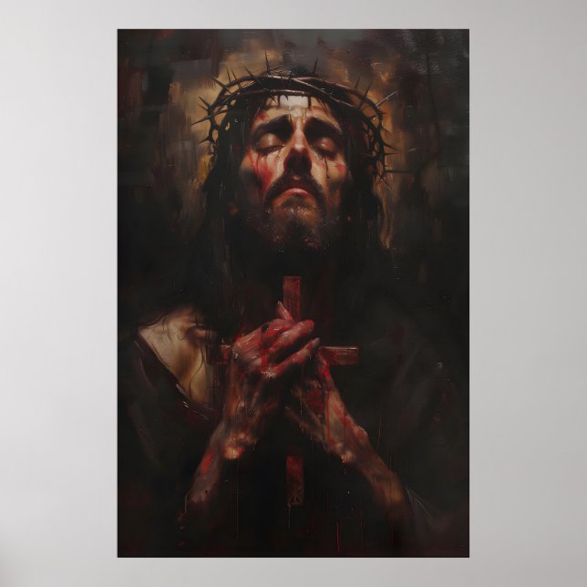 Jesus Christ with Crown of Thorns Art, Digital Poster (Front)