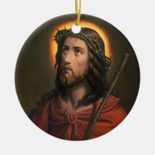 Jesus Christ with Crown of Thorns Ceramic Tree Decoration