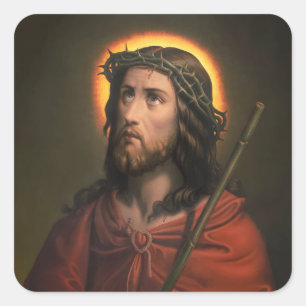 Jesus Christ with Crown of Thorns Square Sticker