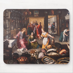 Jesus Christ with Martha and Mary - Joos Goemaere  Mouse Pad