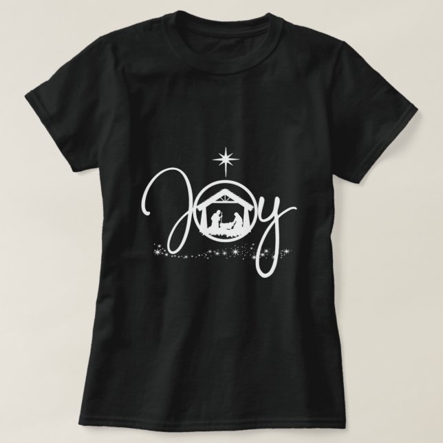 Jesus Christian Christmas Joy Jesus Nativity Scene T-Shirt (Design Front)