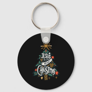 Jesus Christian Christmas Tree Men Women Kids Xmas Key Ring