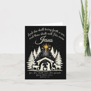 Jesus Christian Christmas Xmas Tree Family Pyjamas Card