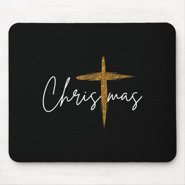 Jesus Christian Cross Merry Christmas Pajamas Fami Mouse Pad (Front)