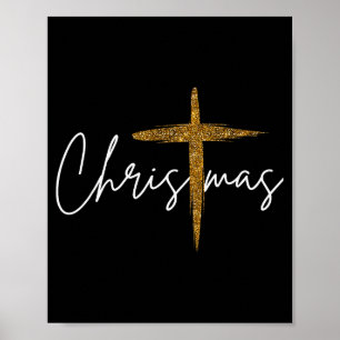 Jesus Christian Cross Merry Christmas Pajamas Fami Poster