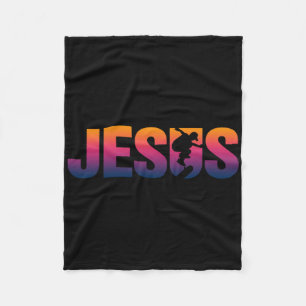 Jesus Christian Skateboard Retro Skater Vintage St Fleece Blanket