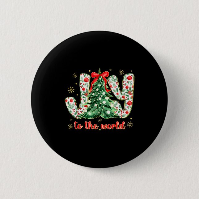 Jesus Christian Xmas Tree Holiday Christmas Joy To 6 Cm Round Badge (Front)