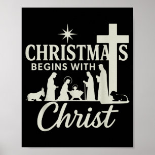 Jesus Christmas Begins With Christ Pjs Pajamas Tod Poster