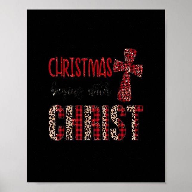 Jesus Christmas Begins with Christian Leopard Red Poster (Front)