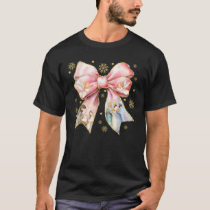 Jesus Christmas Pink Coquette Bow Nativity Scene C T-Shirt