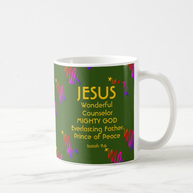 JESUS Christmas Scripture Isaiah 9:6 GREEN Coffee Mug (Right)