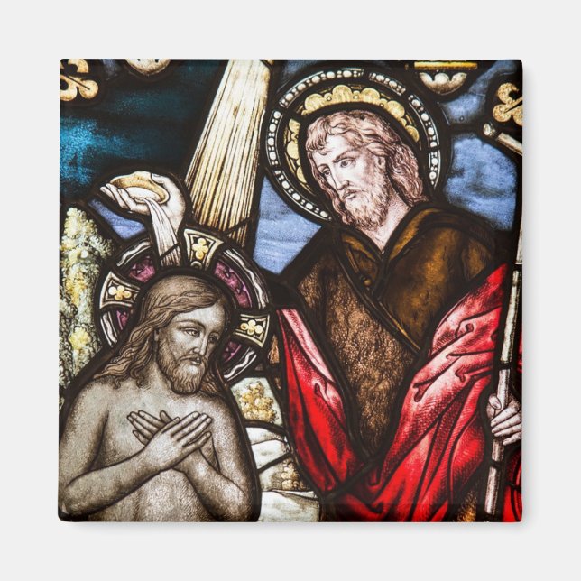 Jesus Christmas Stained Glass Christmas Magnet (Front)