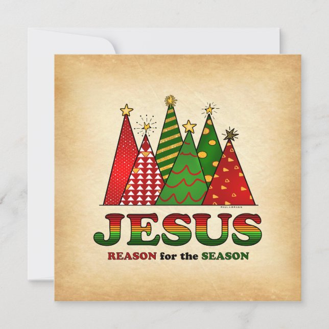 Jesus Christmas Trees Holiday Card (Front)