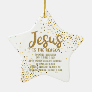 Jesus Christmas with Isaiah Scripture Ceramic Tree Decoration