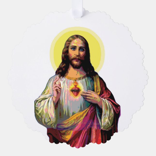Jesus Christus in Pop Art Style  Tree Decoration Card (Front)