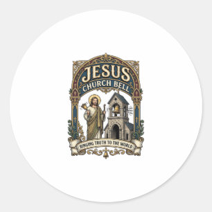 Jesus Church Bell Jesus Church Bell Christian Fait Classic Round Sticker