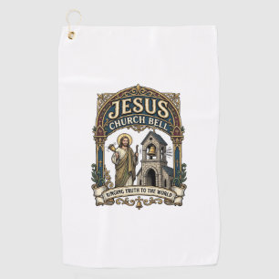 Jesus Church Bell Jesus Church Bell Christian Fait Golf Towel