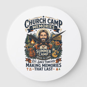Jesus Church Camp VBS Nostalgia Shirt Faith Based Large Clock