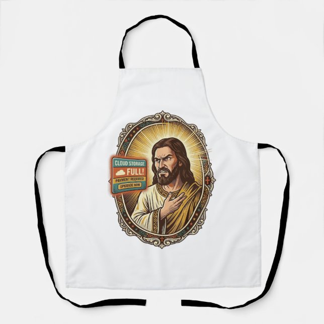 Jesus Cloud Storage Full Warning Paywall Tech Humo Apron (Front)