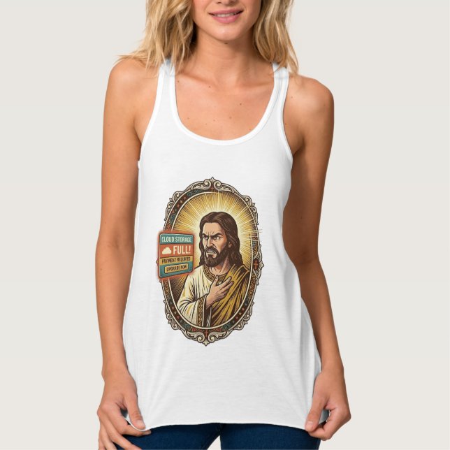 Jesus Cloud Storage Full Warning Paywall Tech Humo Singlet (Front)