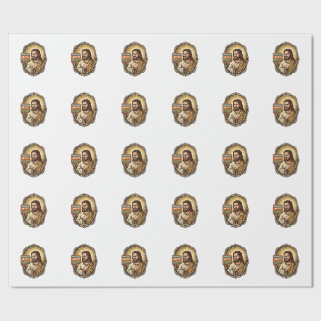 Jesus Cloud Storage Full Warning Paywall Tech Humo Wrapping Paper (Flat)