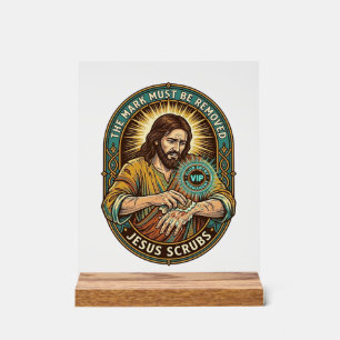Jesus Club Hand Stamp Wont Wash Off Morning Humor_ Acrylic Sign