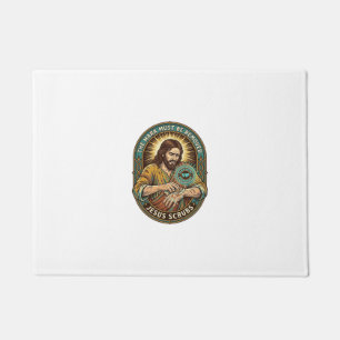 Jesus Club Hand Stamp Wont Wash Off Morning Humor_ Doormat