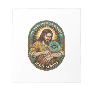Jesus Club Hand Stamp Wont Wash Off Morning Humor_ Notepad