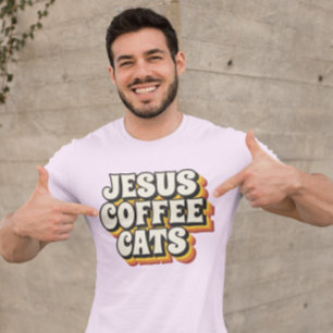 JESUS COFFEE CATS CHRISTIAN T-SHIRTS