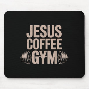 Jesus Coffee Gym Funny Christian Workout Barbell C Mouse Pad