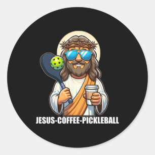 Jesus Coffee Picklenall Funny Christian Picklebyll Classic Round Sticker