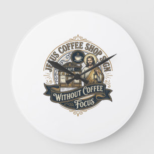 Jesus Coffee Shop Sign Without Coffee Focus Jesus Large Clock