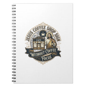 Jesus Coffee Shop Sign Without Coffee Focus Jesus  Notebook
