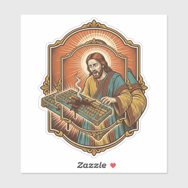 Jesus Coffee Spill Mechanical Keyboard Broken Tech (Sheet)
